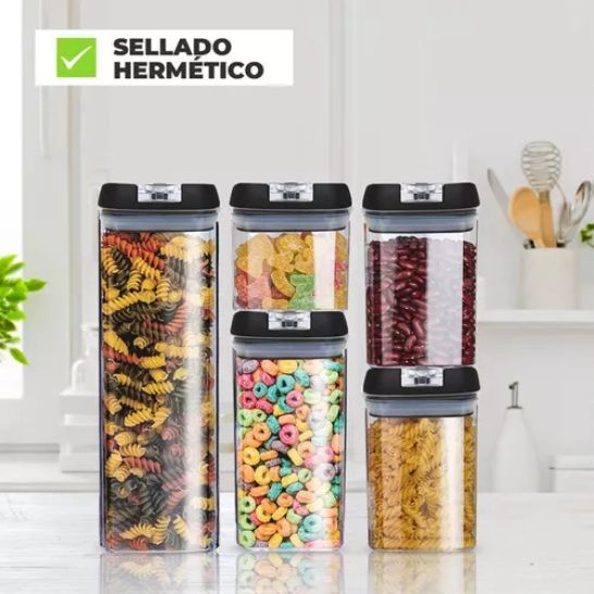 SET DE 5 CONTENEDORES 🥗 ALMACENA TUS ALIMENTOS HERMÉTICAMENTE