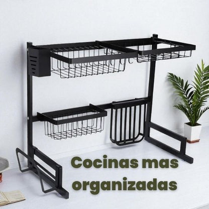 Estante Escurridor de Cocina – Acero Inoxidable con soporte para Platos y Utensilios
