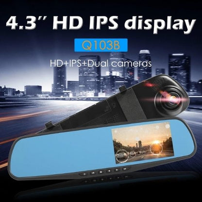 Dashcam - Cámara para Auto con Espejo Retrovisor 360°, Doble Lente, Pantalla IPS 4.3