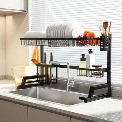 Estante Escurridor de Cocina – Acero Inoxidable con soporte para Platos y Utensilios