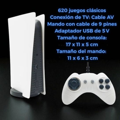 Consola Retro GS5 – 8 Bits con 620 juegos clásicos.