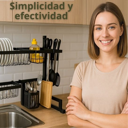 Estante Escurridor de Cocina – Acero Inoxidable con soporte para Platos y Utensilios