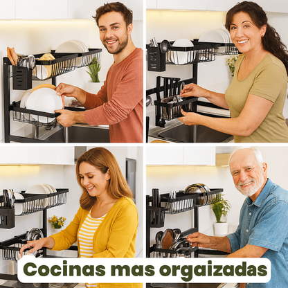 Estante Escurridor de Cocina – Acero Inoxidable con soporte para Platos y Utensilios