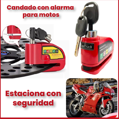 Candado Antirrobo Moto  con Alarma  – Recargable por USB, Acero Reforzado, Sensor de Vibración, Incluye Cable de Seguridad