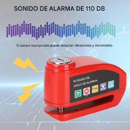 Candado Antirrobo Moto  con Alarma  – Recargable por USB, Acero Reforzado, Sensor de Vibración, Incluye Cable de Seguridad