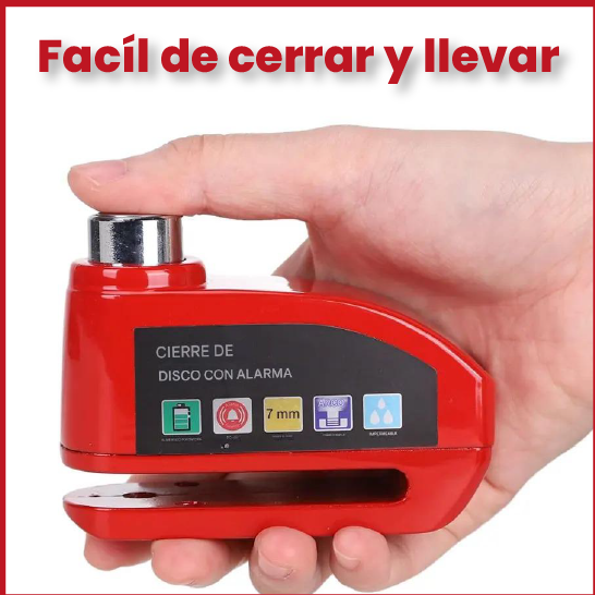 Candado Antirrobo Moto  con Alarma  – Recargable por USB, Acero Reforzado, Sensor de Vibración, Incluye Cable de Seguridad