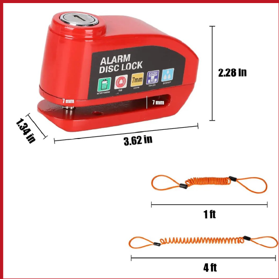 Candado Antirrobo Moto  con Alarma  – Recargable por USB, Acero Reforzado, Sensor de Vibración, Incluye Cable de Seguridad