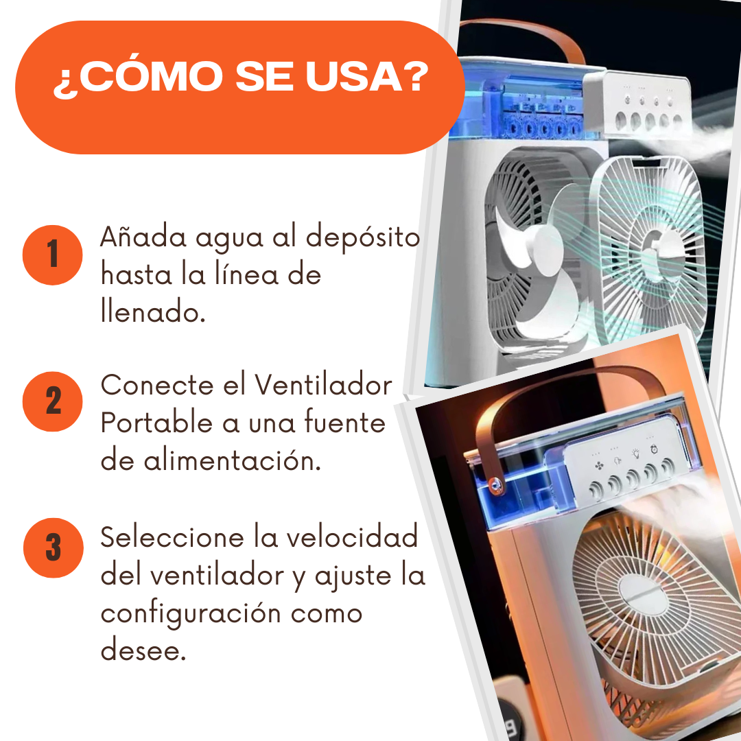 Enfriador Portátil Todo en Uno: Ventila, Humidifica y Enfría