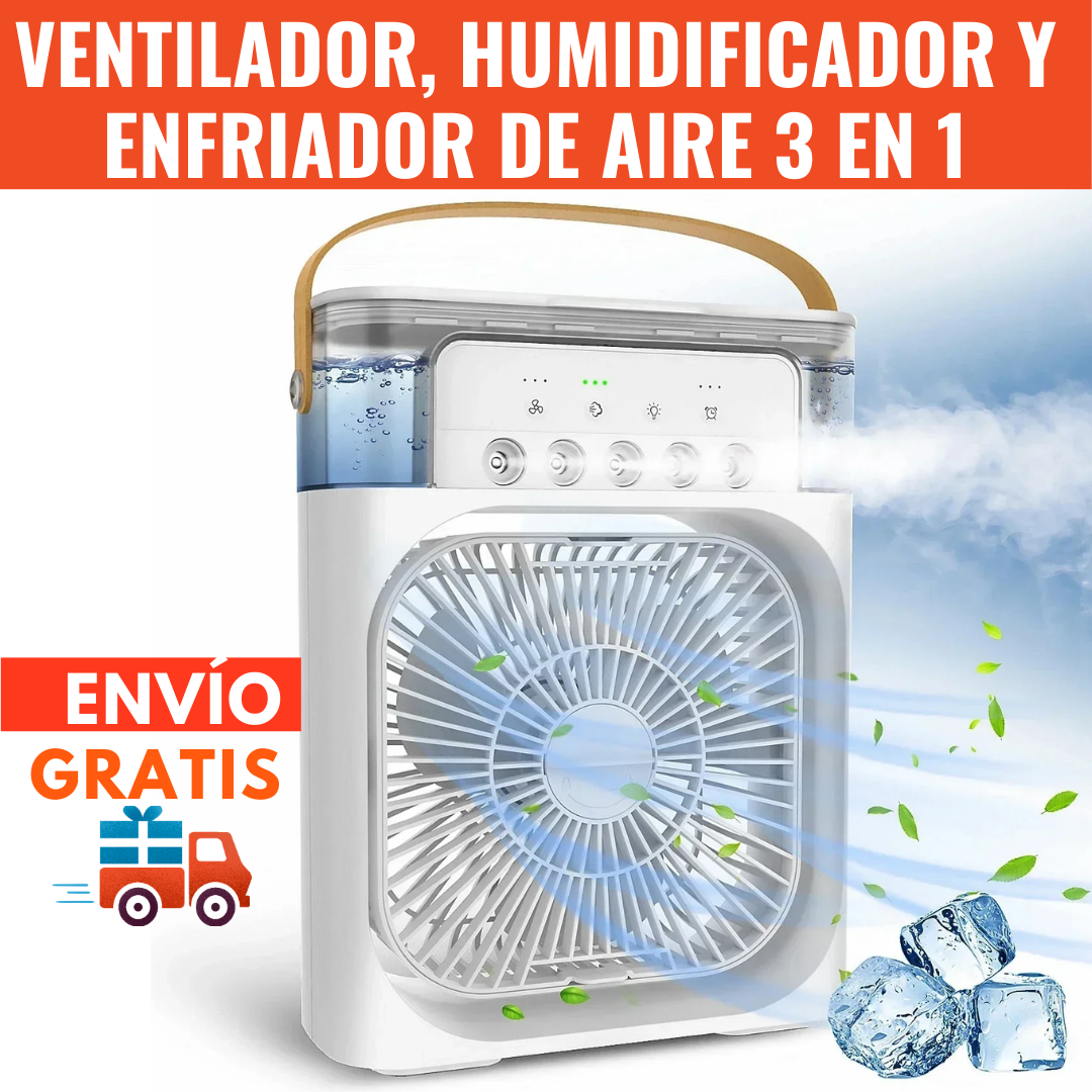 Enfriador Portátil Todo en Uno: Ventila, Humidifica y Enfría